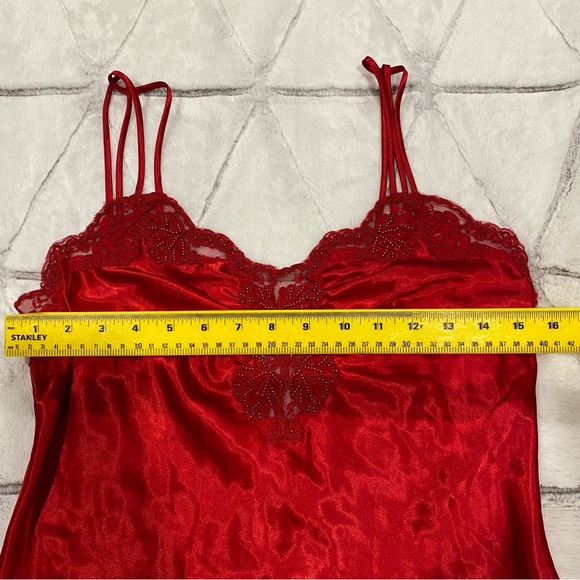 Vintage Gold Tag Victorias Secret Medium Red Sexy Flirty Nightie Lingerie Lace - Picture 3 of 7